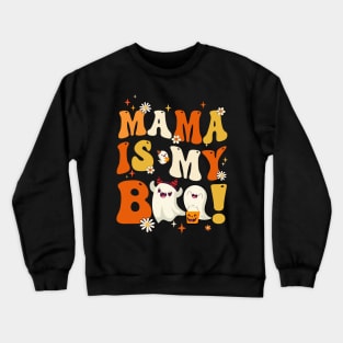 Groovy Mama Is My Boo Halloween Boys Girls Kids Youth Crewneck Sweatshirt